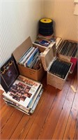 Corner lot of record albums, from the 1940s to