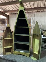 3 Wooden Boat Shelf Units