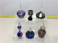 Art glass perfume bottles with dabbers.