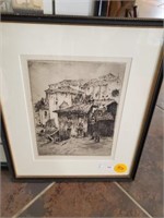 FRAMED BLACK AND WHITE SKETCH