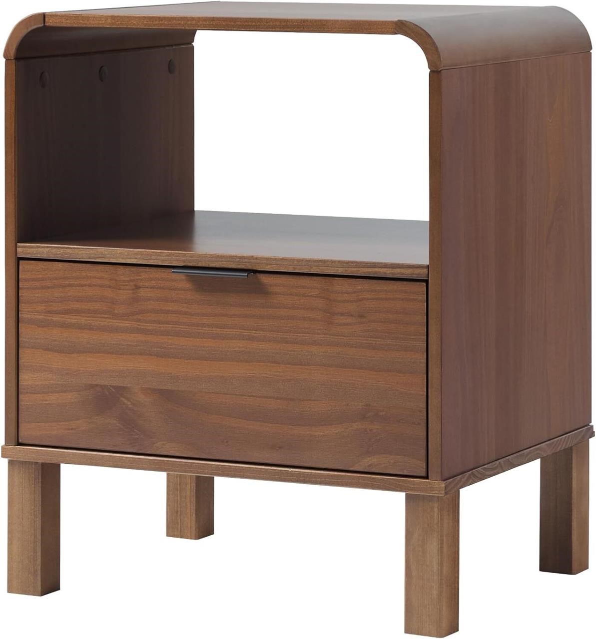 Modern Curved-Top Solid Wood Nightstand  24 Inch