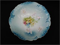 China deep bowl, floral & pansies, circle mark on