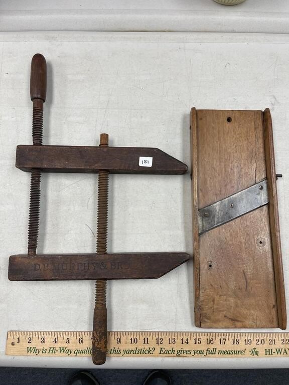 SLAW CUTTER &  D.B. MURPHY & BROS WOOD CLAMP