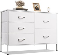 WLIVE 5 Drawer Dresser for Bedroom, White