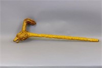 Hand Carved Cane w/ Carved Wolf Head, by Sikkema,