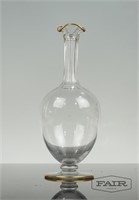 Small Baccarat Glass Vase With Gold Leaf Trim