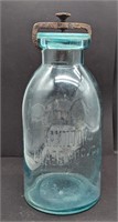 Teal Half Gallon Hamilton Glass Works Clamp Jar