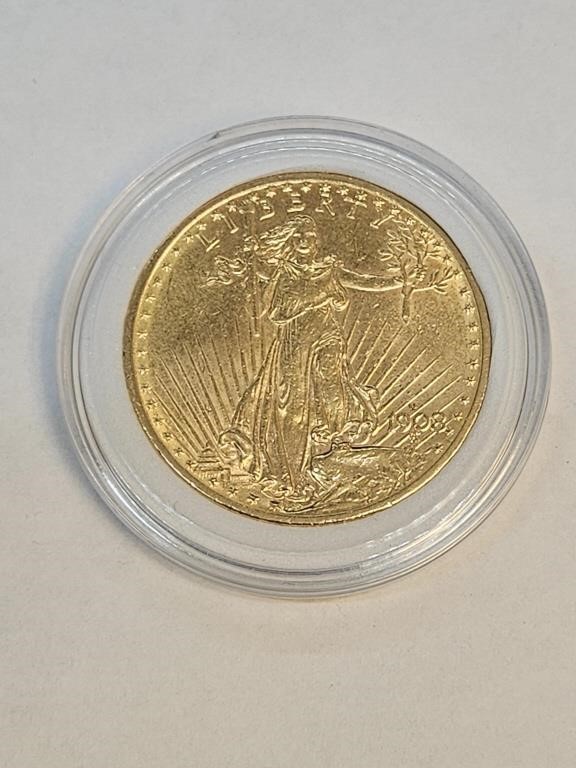1908-D $20 US Liberty Gold Coin