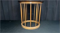 Vintage MCM Drexel Round Wood Lamp Table