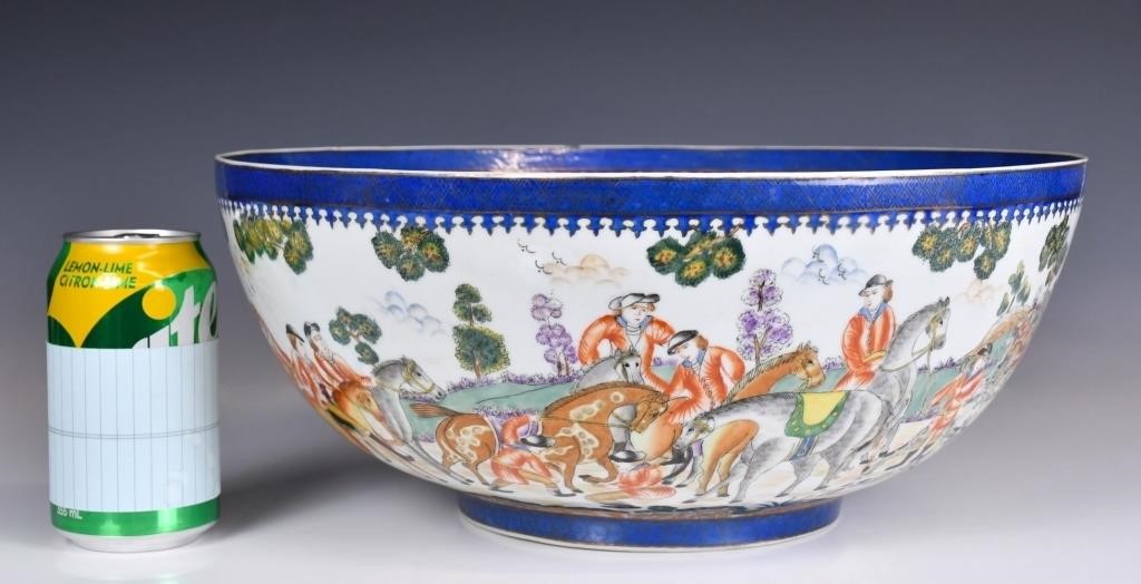 A Large Famille Rose Figural Story Bowl 19thC