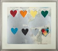 Jim Dine "Eight Hearts" Lithograph in Colors