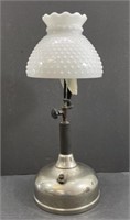 Vintage Kerosene Lamp with  Hobnail Milkglass Shad