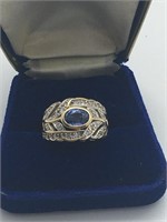 Diamond & Sapphire Estate Ring Set in 14k Gold