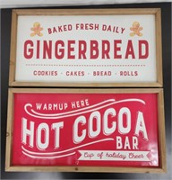 2- Frammed Tin Holiday signs 24"x12.5"