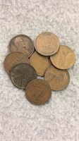 8 Wheat Pennies- Various Dates