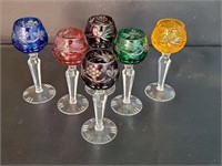 Bohemian Colored Cut Crystal Small Stemmed Glasses