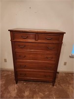 Solid Five Drawer Walnut Chest Of Drawers Dresser