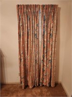 Long Pink Floral Curtains.  Set of 4 Panels/2