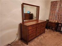 Nice Solid Walnut Dresser With Nine Drawers and