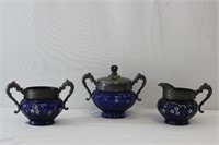 Hand Painted Blue Glass Tea/Coffee Serve ware
