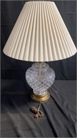 Vintage crystal lamp with pleated shade