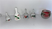 (4) Christmas bells, candle holder