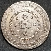 1831 Brazil 40 Reis Large Copper Coin