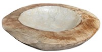 Wood Capiz Shell Bowl
