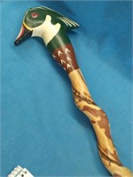 Ed Gray III Wood Duck Cane, measures 41", look at