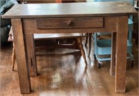 Oak Library Table with Drawer