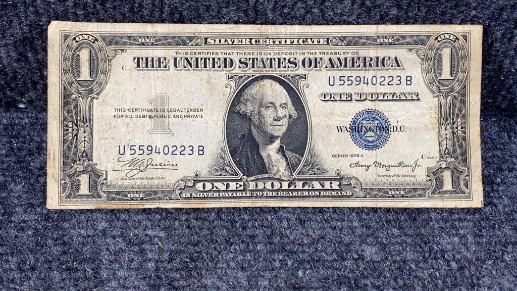 1935 A $1 Silver Certificate "Short Snorter"