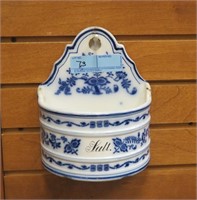 German blue & white galzed salt box