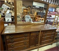 LARGE WOOD VANITY W/ MIRROR