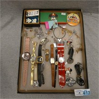 Nice Display of Disney Watches, Jewelry, Etc