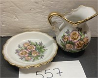 Vintage Tilso Yellow Roses Hand Painted with Bowl