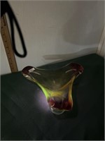 Murano Style Amber/Red Abstract Bowl