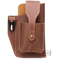 Fashion Men's Leather Double Layer Belt Waist Bag