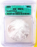 Coin 2007 American Silver Eagle ICG MS70