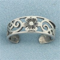 Flower Design Pinky Ring in Sterling Silver