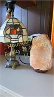 Sm Stained Glass-like Lamp & Himalayan Salt lamp