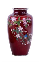 Japanese Pigeon Blood Cloisonne Enamel Vase