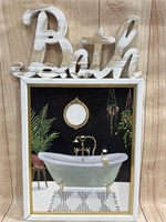 Painted Bathtub & Wood Bath Signs