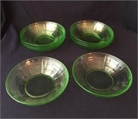 Vintage Green Depression Glass Berry Bowls