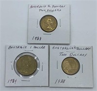 1984 Australian Dollar Coin & 2 Australian Two