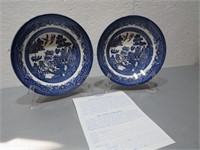 SET OF 2 CHURCHILL "BLUE WILLOW" SOUP BOWLS