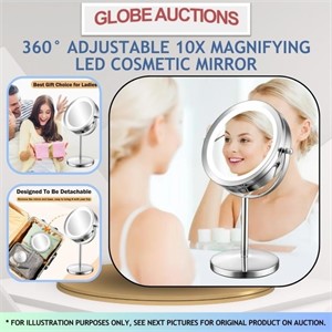 360° ADJUSTABLE 10X MAGNIFYING LED COSMETIC MIRROR