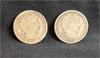 1911 & 1915D SILVER BARBER HALF DOLLARS