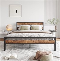 HOJINLINERO Queen Bed Frame with Wood