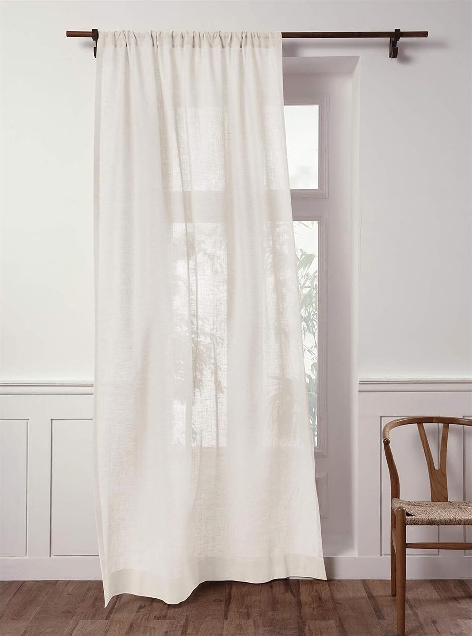 Solino Home Linen Sheer Curtain 52 x 120 Ivory