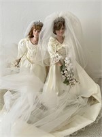 2 21” Princess Diana Porcelain Wedding Dolls